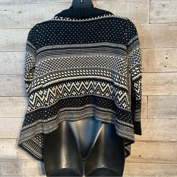 Miss Lulo women’s black & cream geometric open cardigan sweater in size m/l - Picture 5 of 8